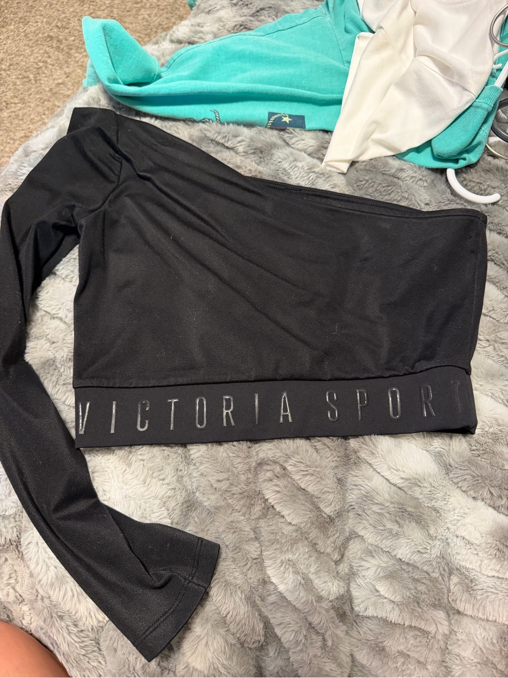 Black One-Shoulder Active Top for Women